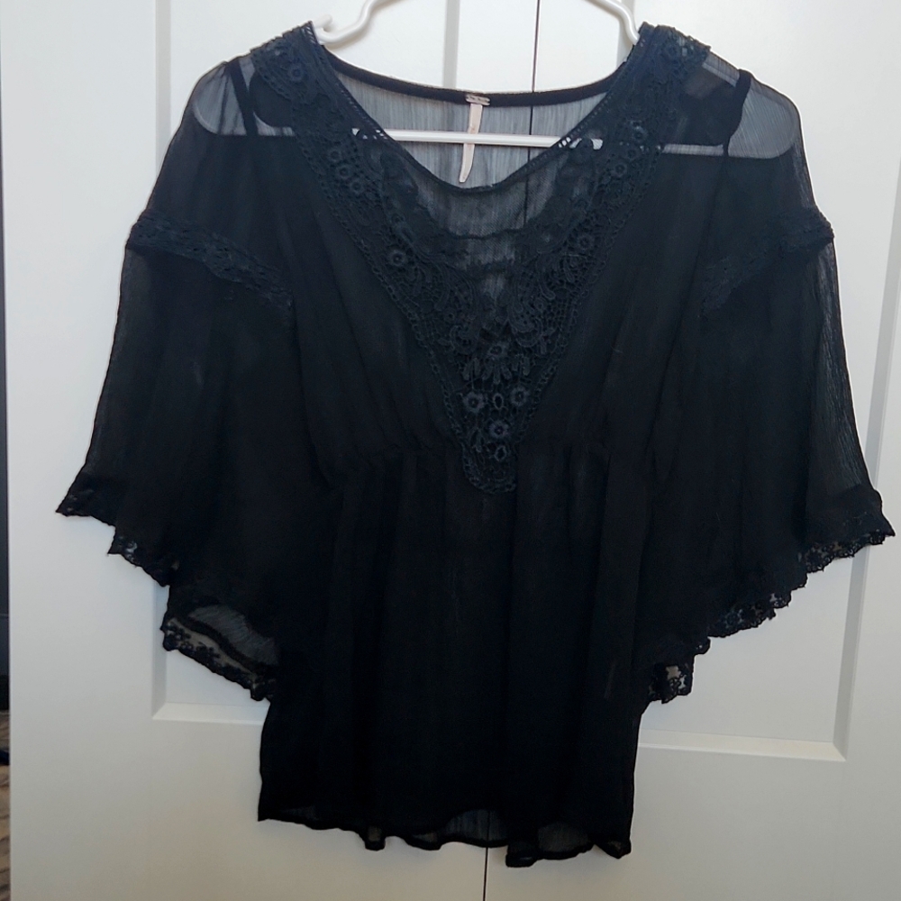 Free people black sheer blouse